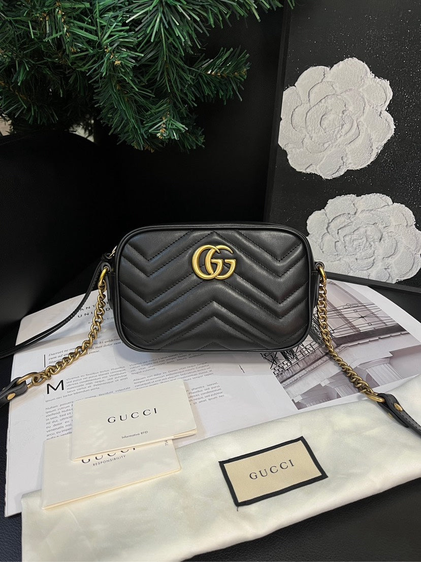GLM-- Marmont Black Gold Camera Crossbody Bag
