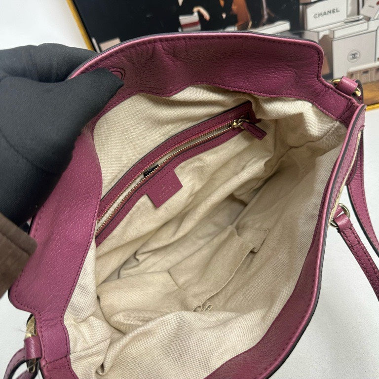 GLM-- GG Canvas Pink Leather Tote Bag