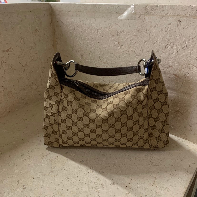 GLM-- Monogram Canvas Leather Beige Hobo Bag