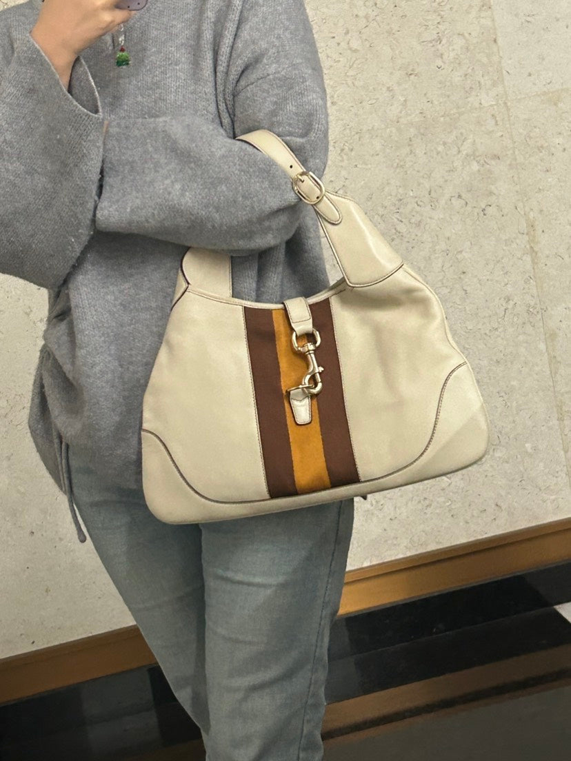 GLM-- Jackie White Leather Hobo Bag