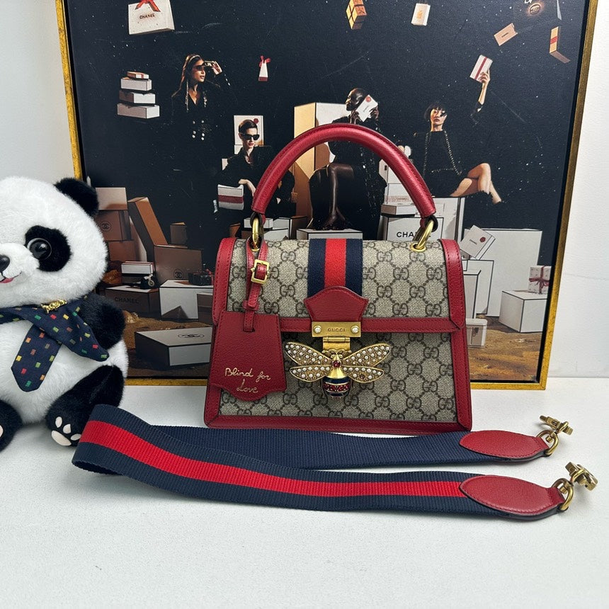 GLM-- Sylvie Beige Red Top Handle Bag