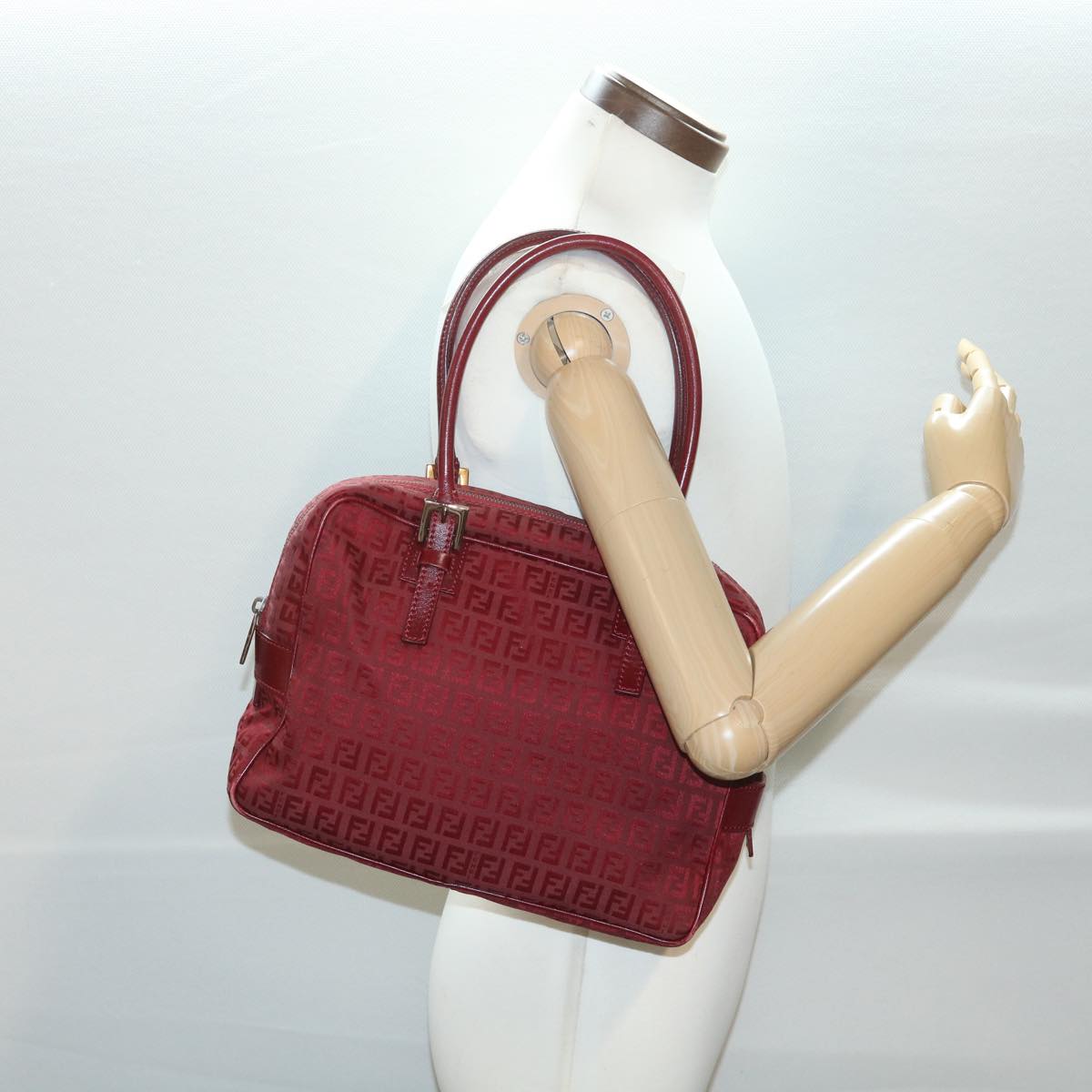 FENDI Zucchino Canvas Hand Bag Red rd4396