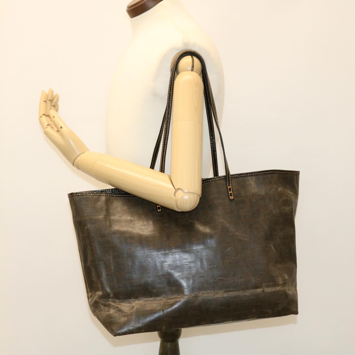 FENDI Zucca Canvas Tote Bag Coated Canvas Brown Yellow rd4550