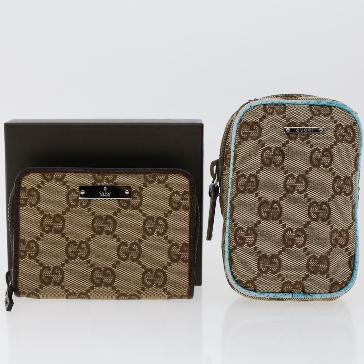 GUCCI GG Canvas Coin Purse Pouch 2Set Beige tb744
