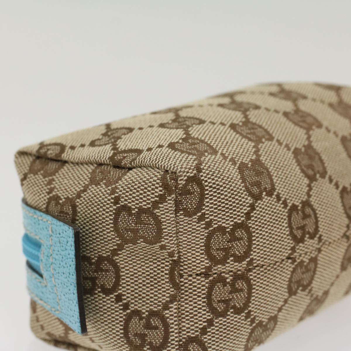 GUCCI GG Canvas Pouch Beige Light Blue 29596 tb831