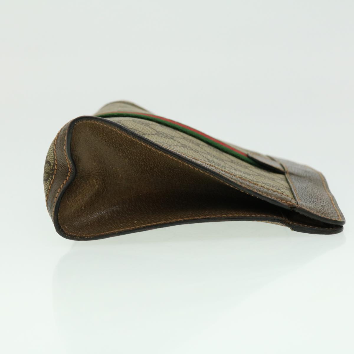 GUCCI GG Canvas Web Sherry Line Clutch Bag Beige Green Red th2821