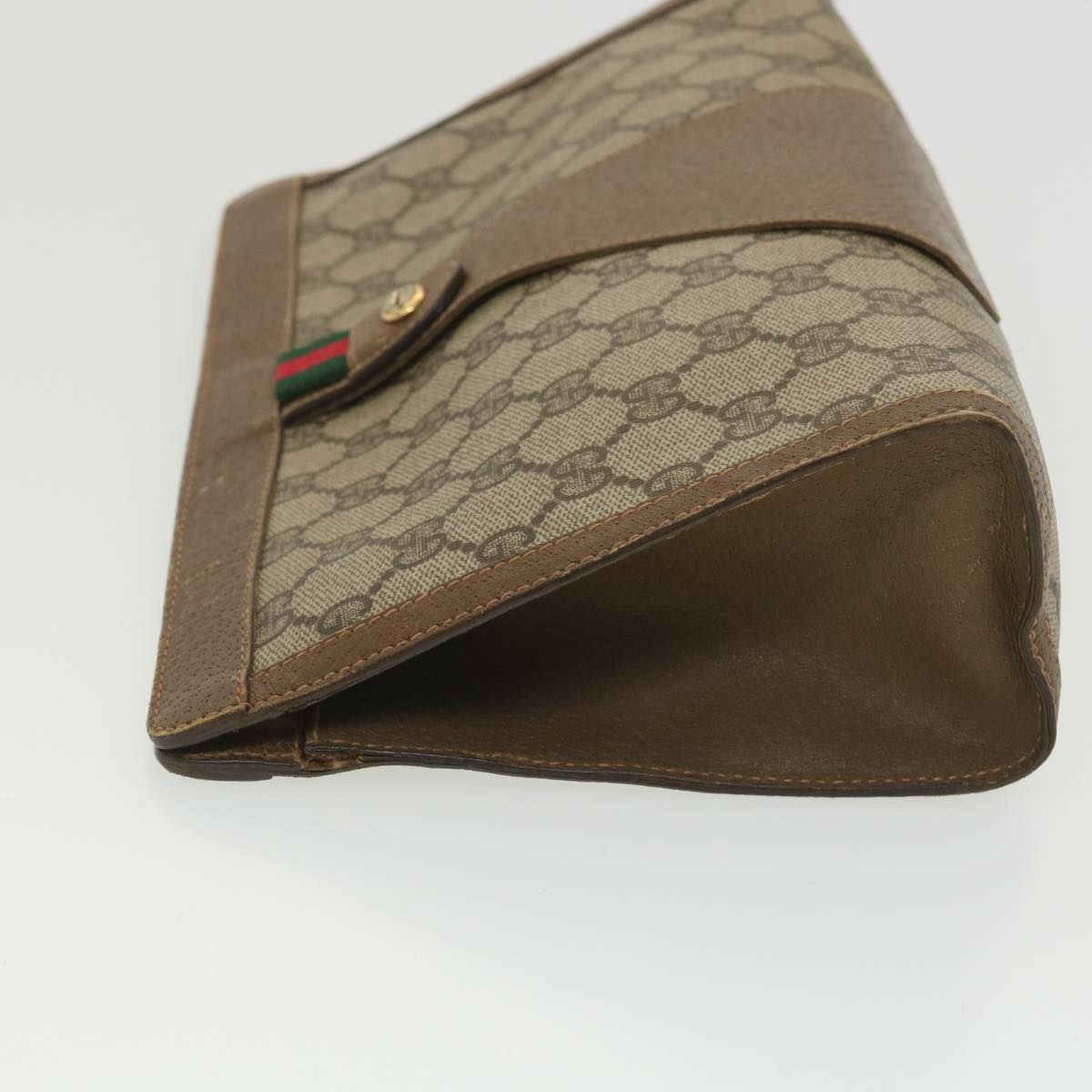 GUCCI GG Canvas Web Sherry Line Clutch Bag Beige Red Green 89 01 033 th3487
