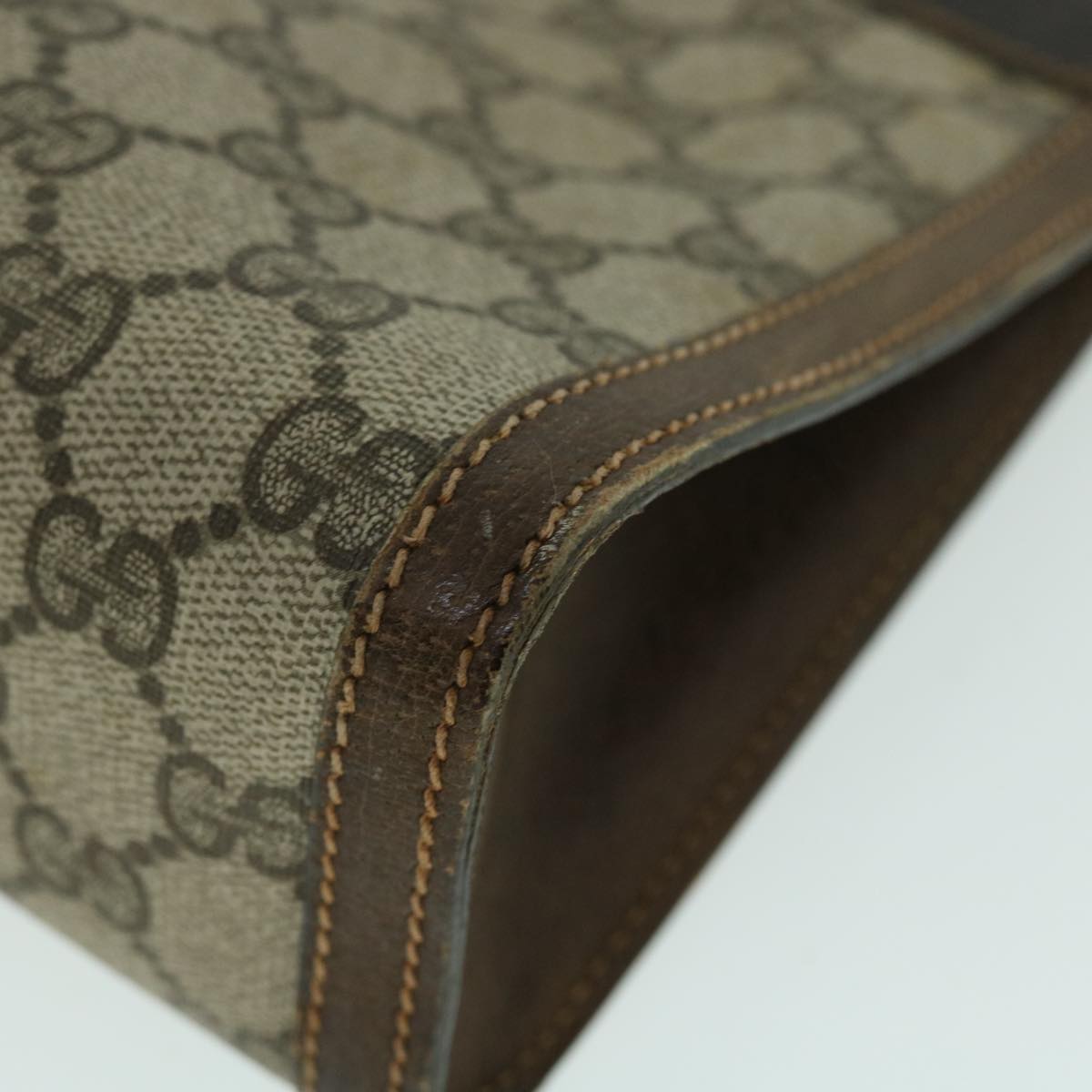 GUCCI GG Canvas Web Sherry Line Clutch Bag PVC Leather Beige Red th4012