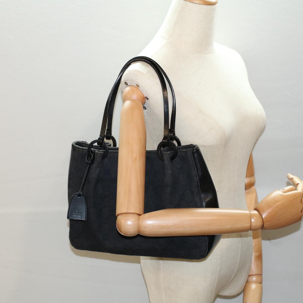 GUCCI GG Canvas Shoulder Bag Black 101919 th4064