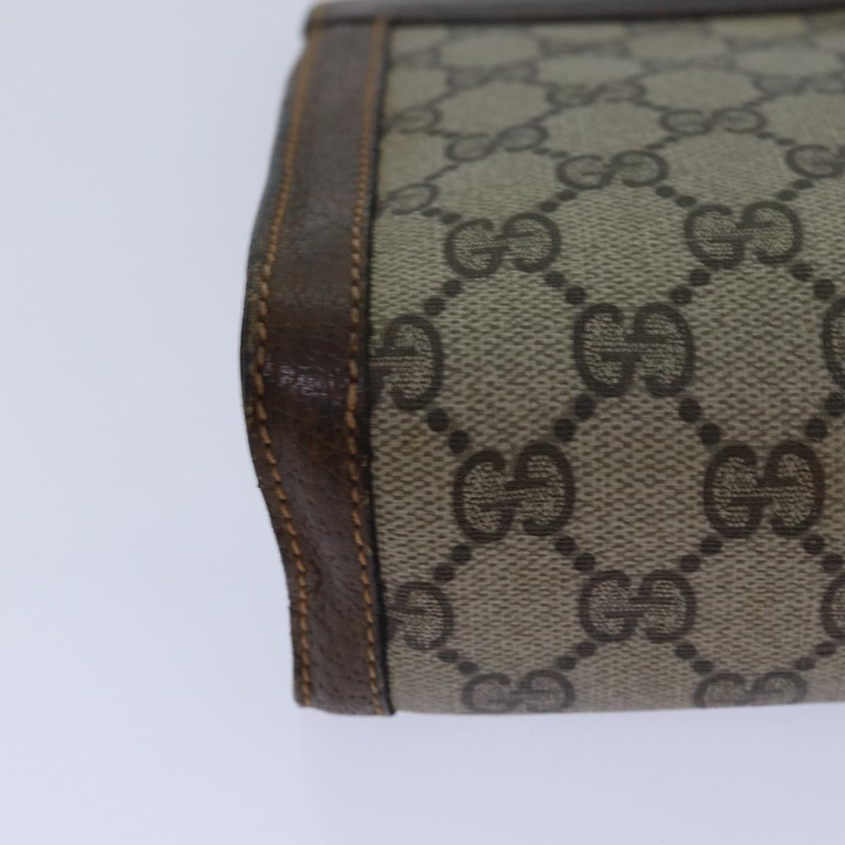 GUCCI GG Supreme Web Sherry Line Clutch Bag PVC Beige Red 84 01 001 th5211