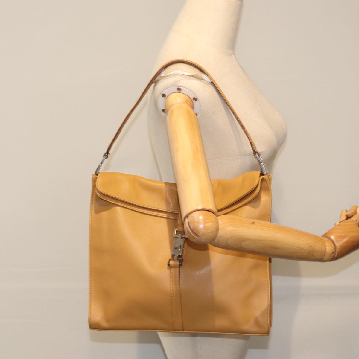 GUCCI Jackie Shoulder Bag Leather Brown Silver 001 3355 th5256