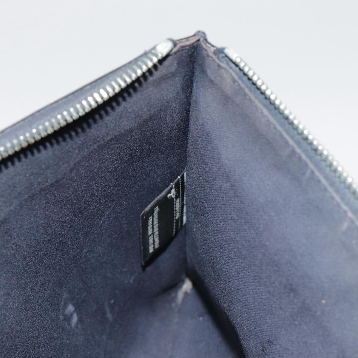 FENDI Bugs Monster Clutch Bag PVC Leather Navy Silver th5282
