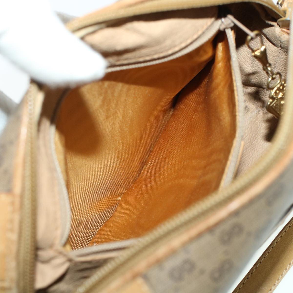 GUCCI Micro GG Canvas Shoulder Bag PVC Leather Beige th2491