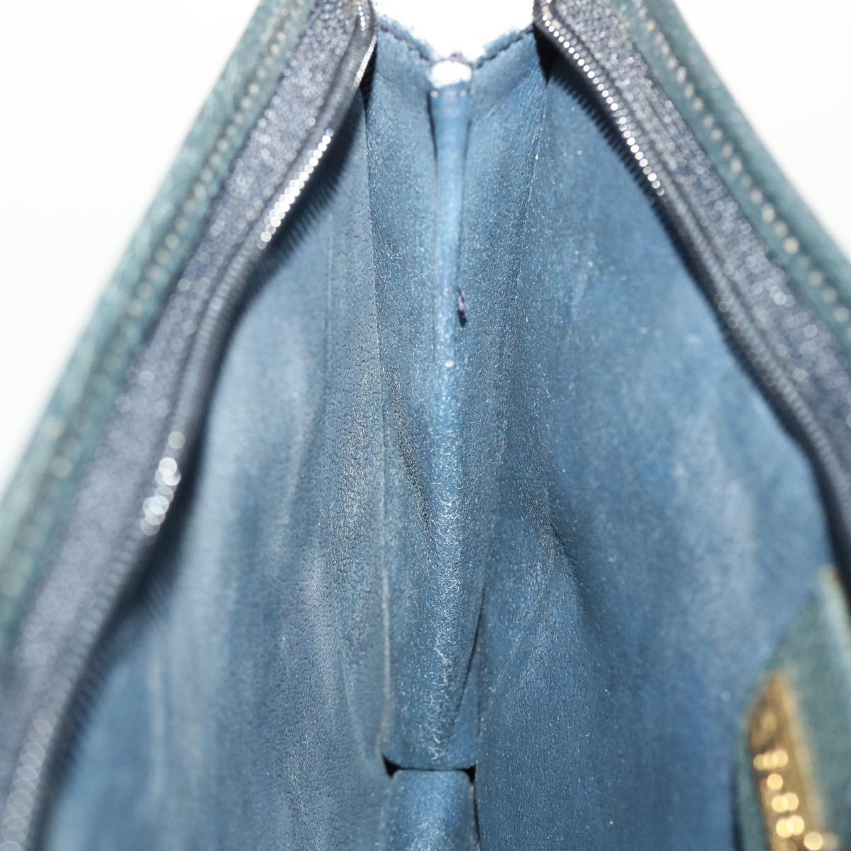 GUCCI Micro GG Canvas Clutch Bag PVC Leather Gray Navy ti1145