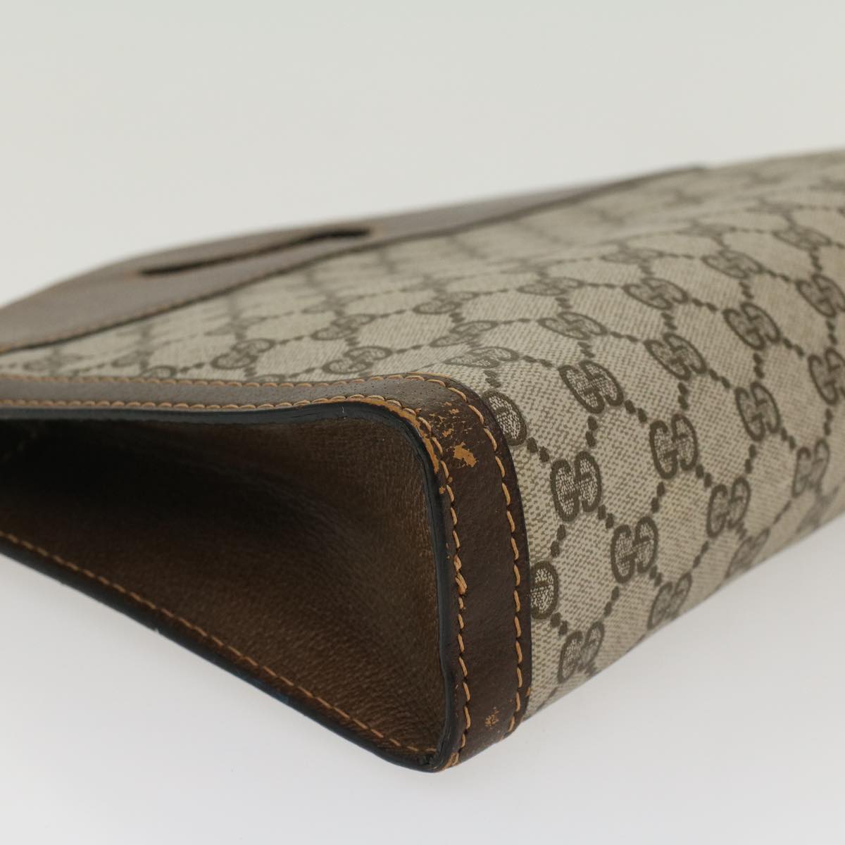 GUCCI GG Canvas Hand Bag PVC Leather Beige ti1150