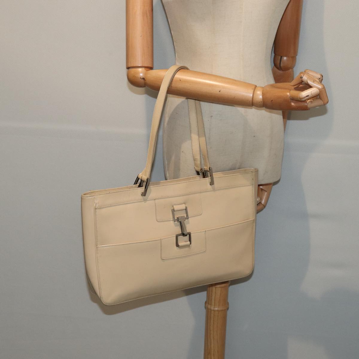 GUCCI Jackie Tote Bag Patent leather Beige 002 1133 ti1886