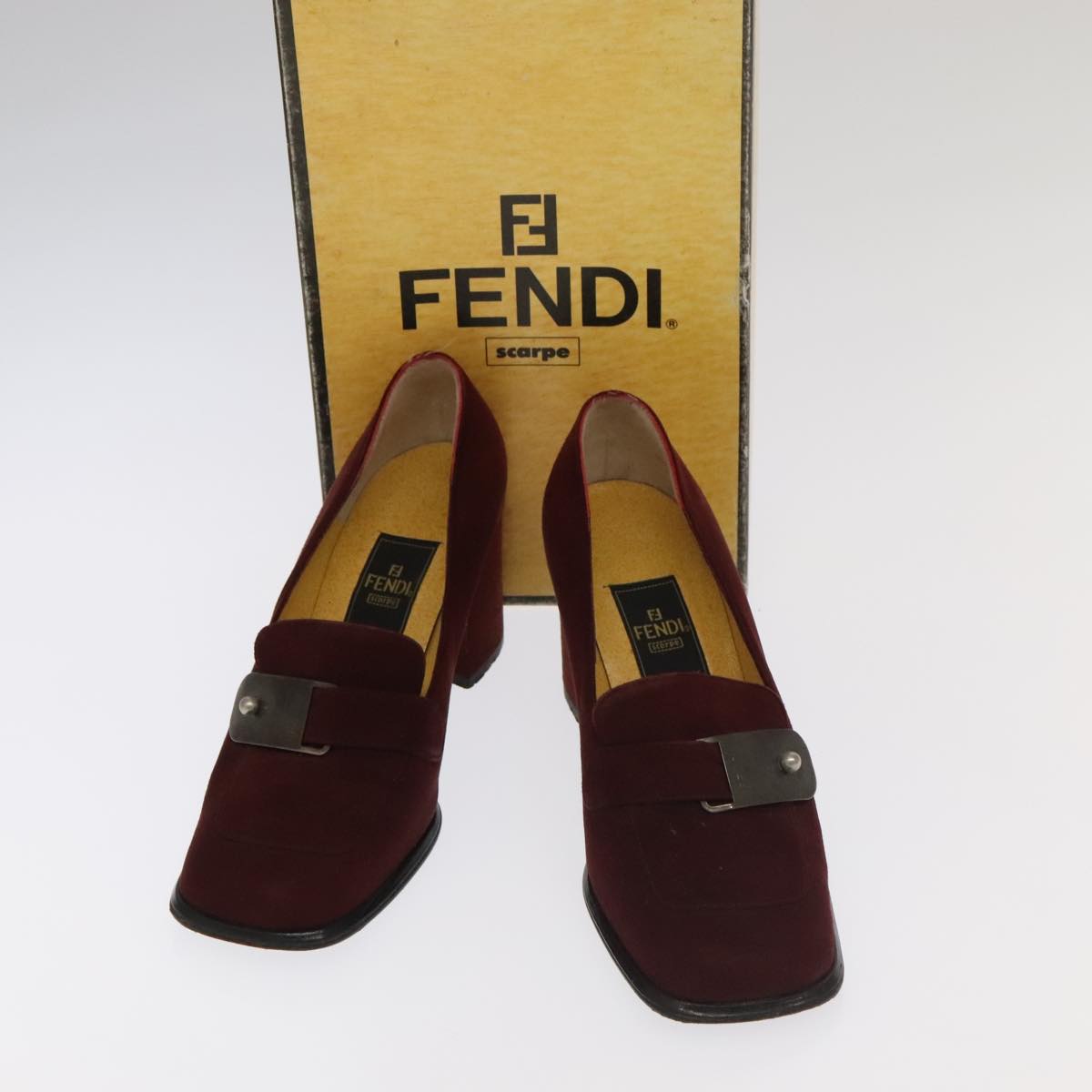 FENDI PRADA pumps Leather Suede 2Set Silver Red ti2529