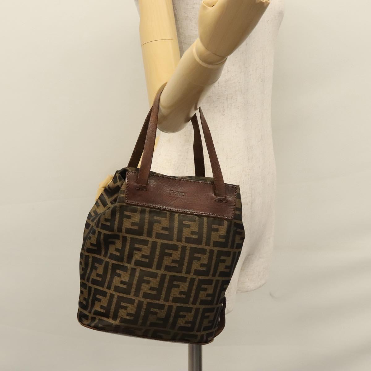 FENDI Zucca Canvas Hand Bag Nylon Brown Khaki ti2667