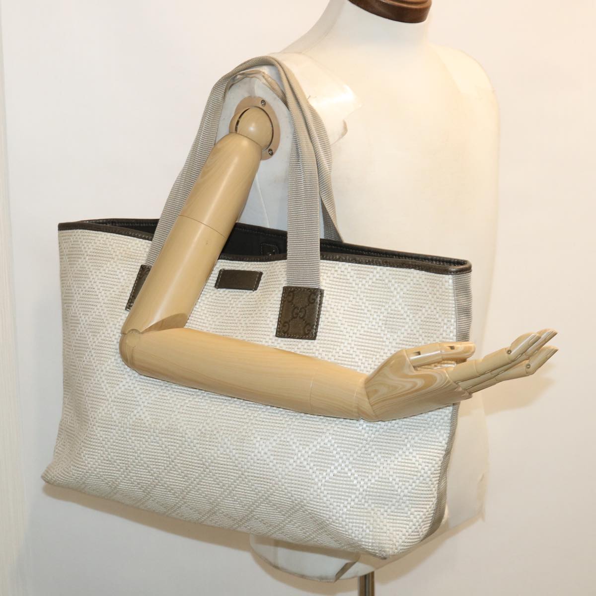 GUCCI Tote Bag straw White 289626 ti795