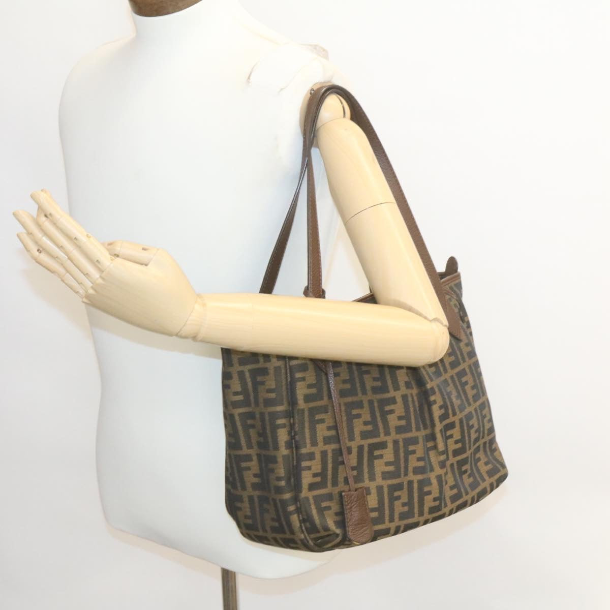 FENDI Zucca Canvas Tote Bag Brown Black tp173