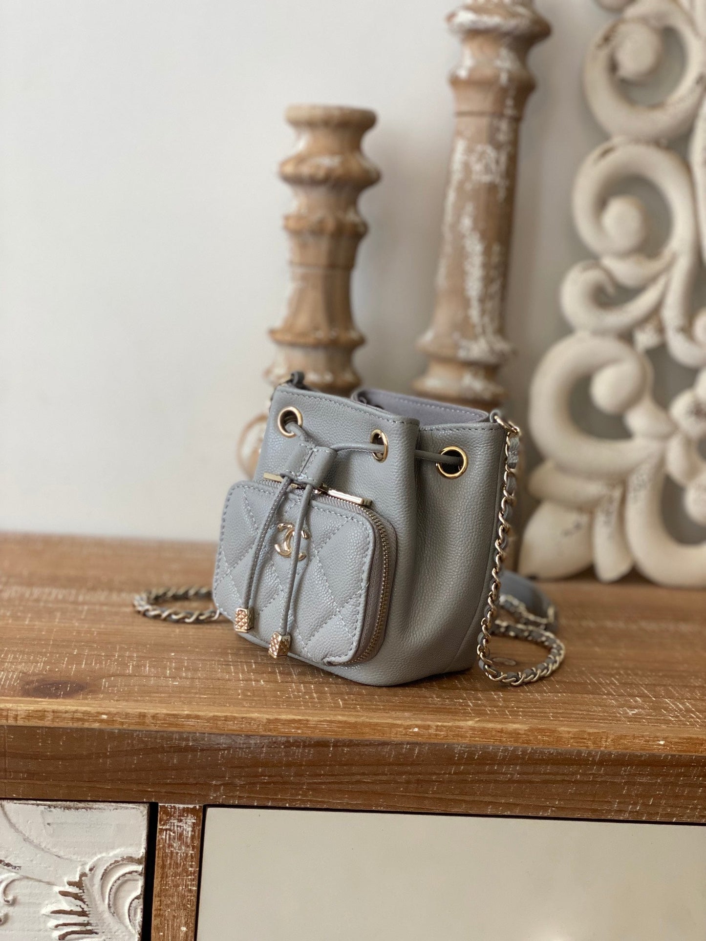 CHLMini Bucket Bag With Strap Gray For Women Bags 4.9in/12.5cm
