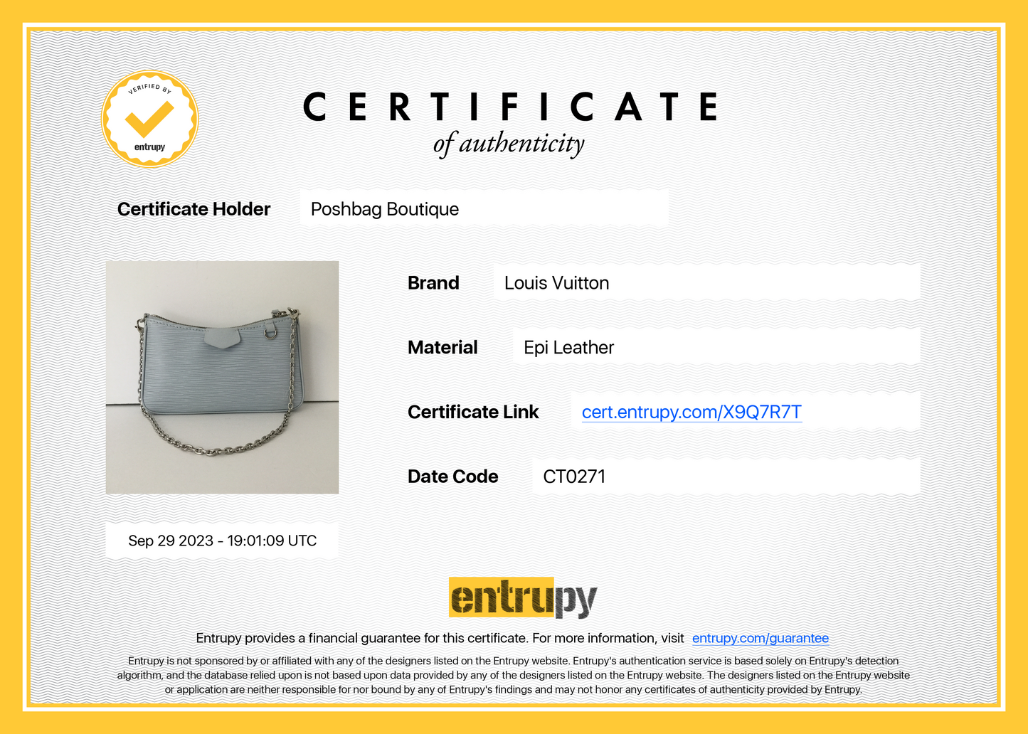 Louis Vuitto Easy Pouch on Strap Blue Epi Leather Bag