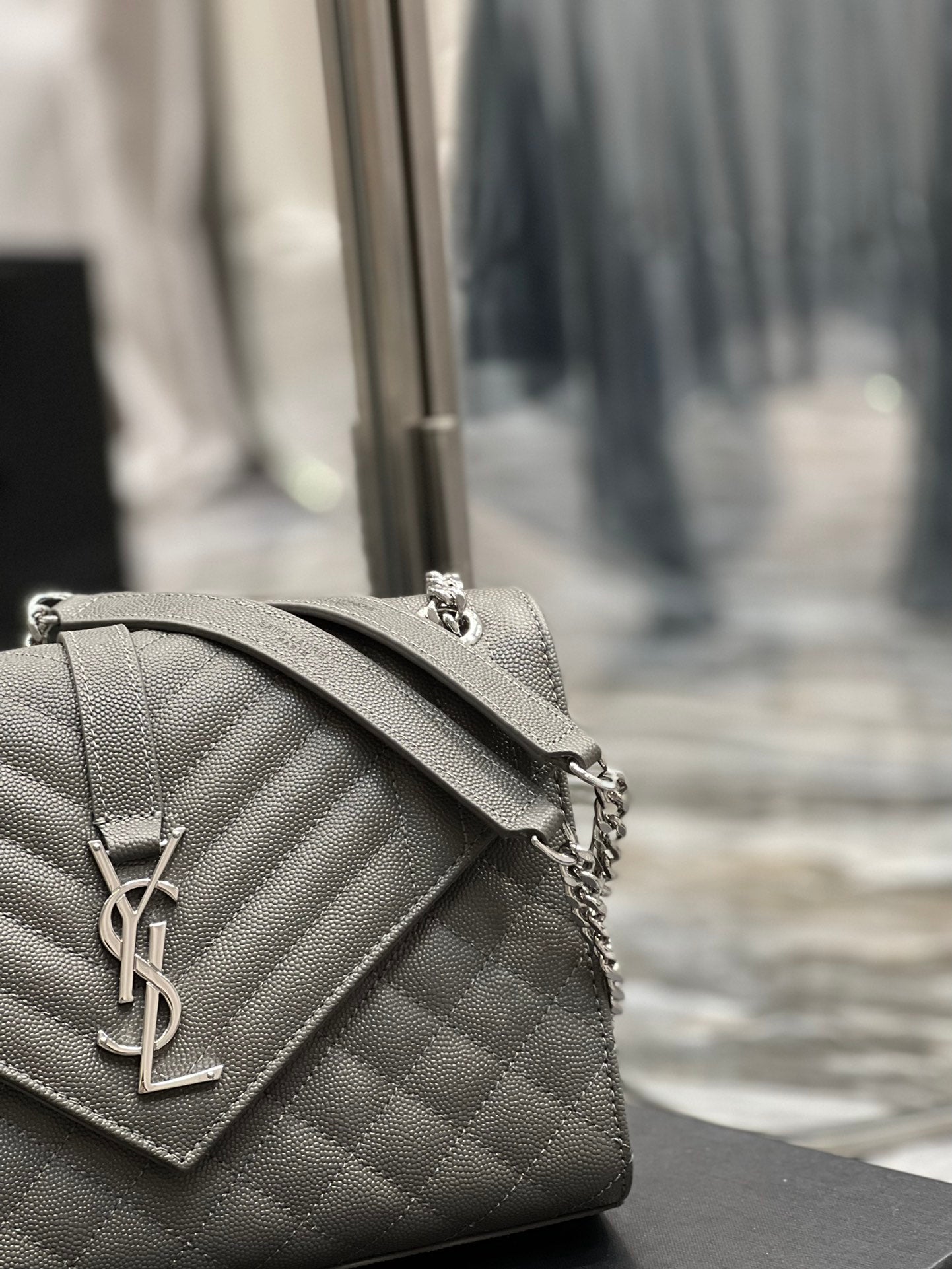 GLAMI Envelope MeGLAMIum Chain Bag Dark Grey For Women, Women’s Bags 9.4in/24cm YSL