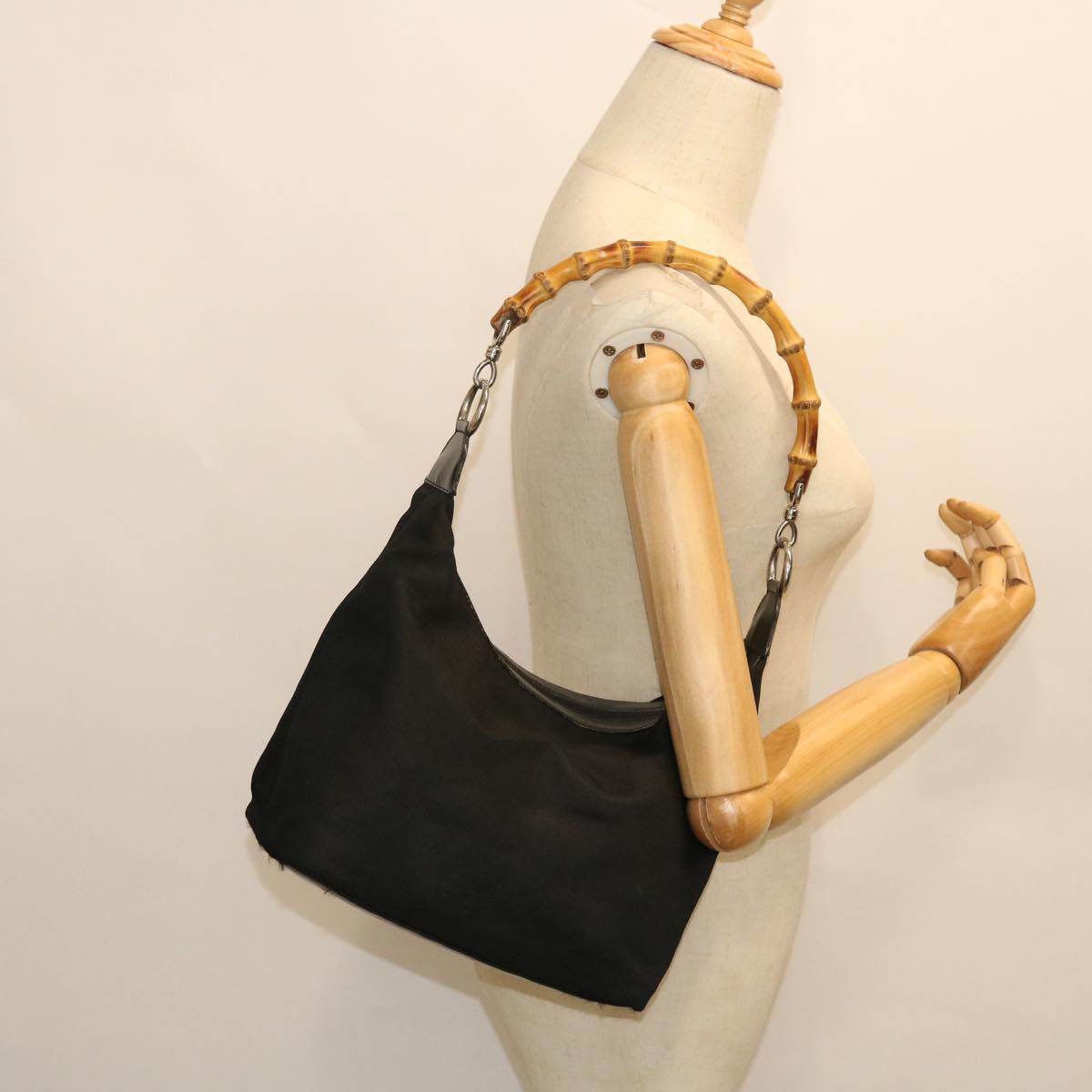 GUCCI Bamboo Hand Bag Black yb348