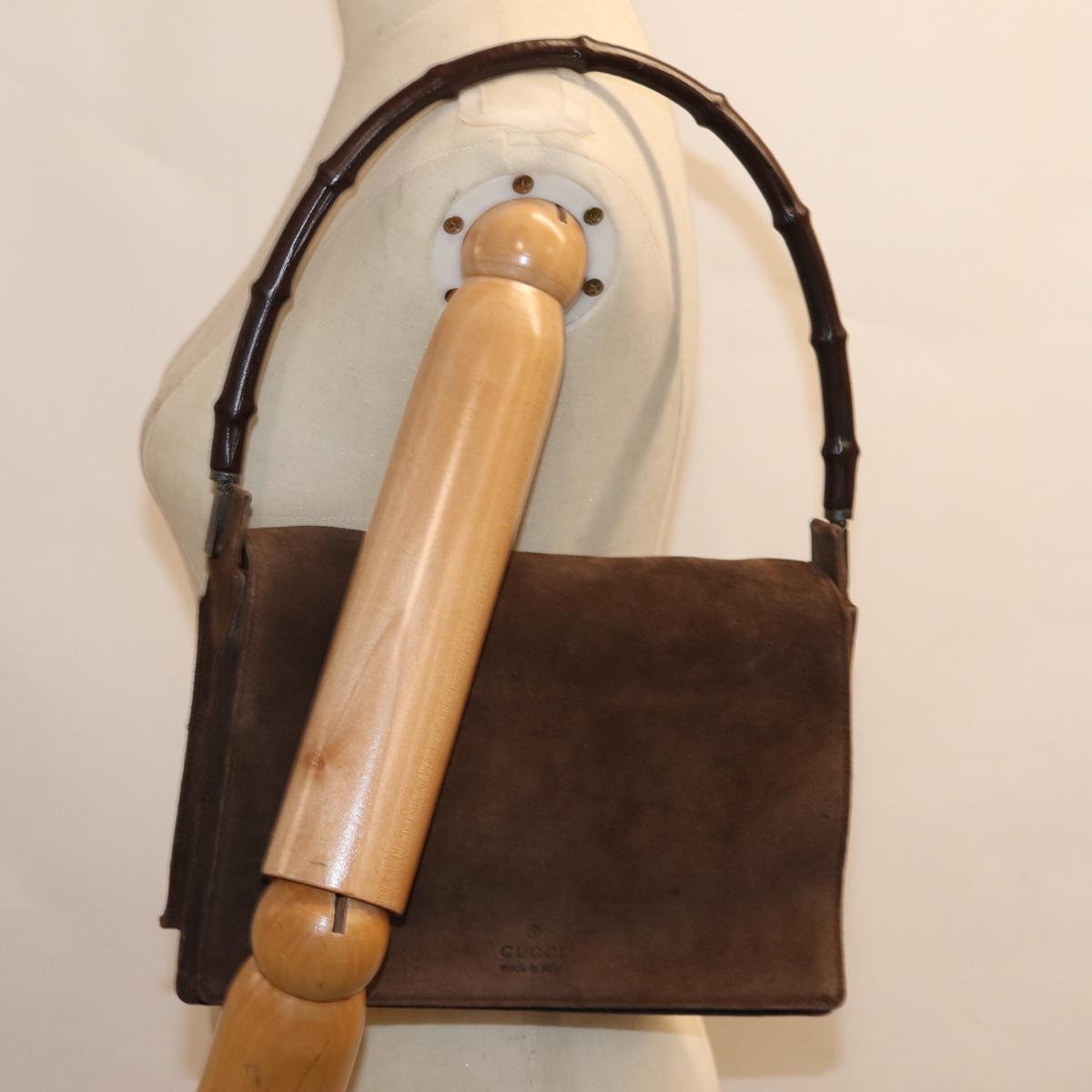 GUCCI Bamboo Shoulder Bag Suede Brown 001 3239 yk12441