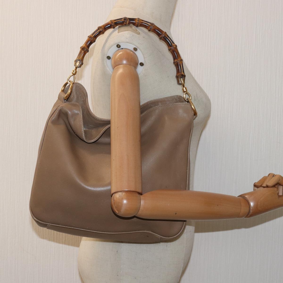 GUCCI Bamboo Hand Bag Leather Beige 001 2113 1638 yk12821