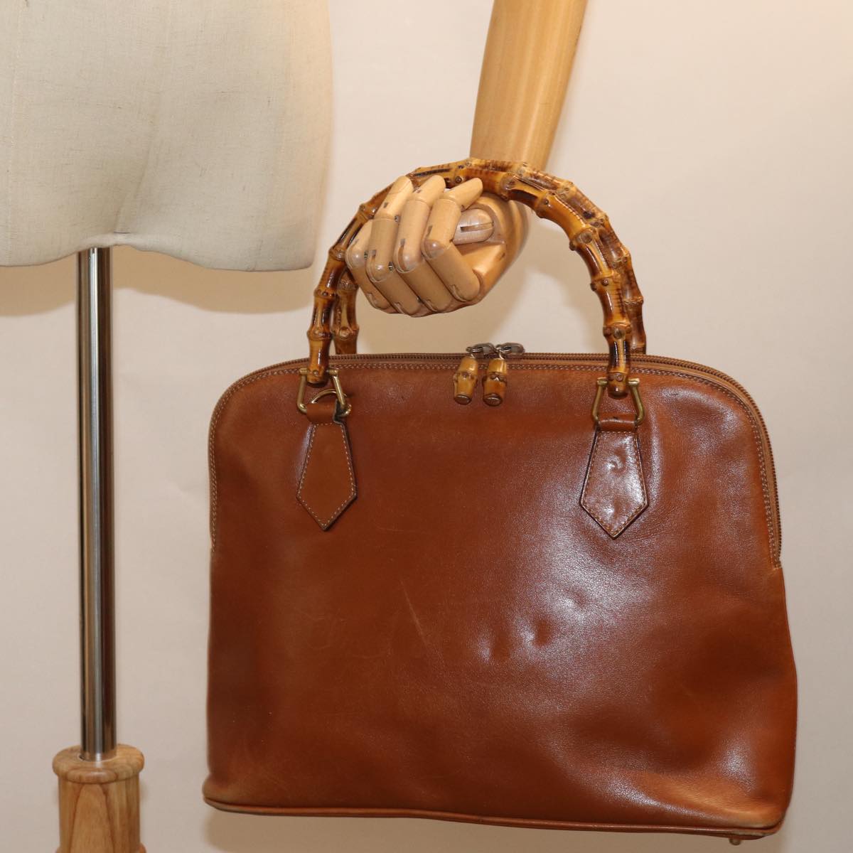 GUCCI Bamboo Hand Bag Leather Brown 000 1186 0289 yk12822