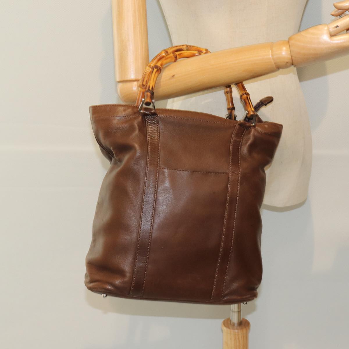 GUCCI Bamboo Hand Bag Leather Brown 000 1998 0508 yk13445