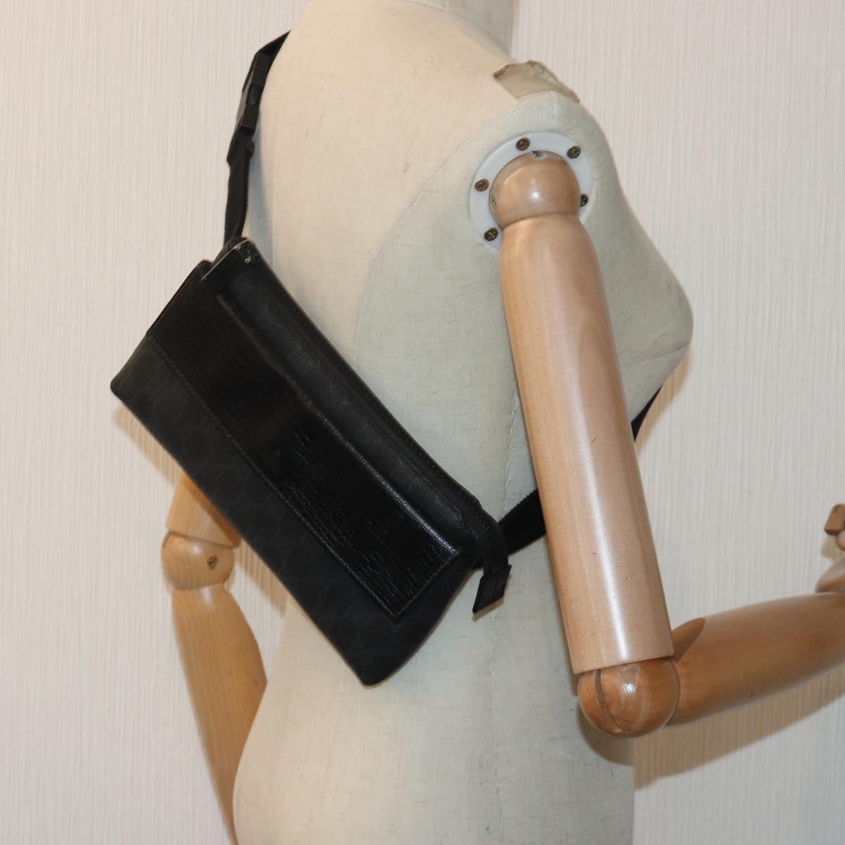 GUCCI GG Supreme Waist bag PVC Black 161833 yk13986