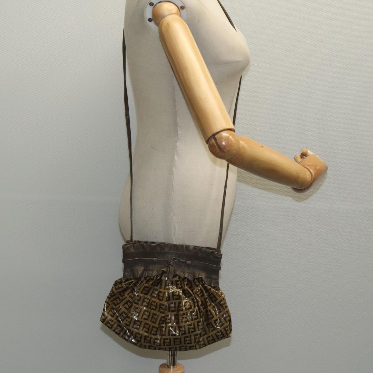FENDI Zucchino Canvas Shoulder Bag Vintage Beige yk15431