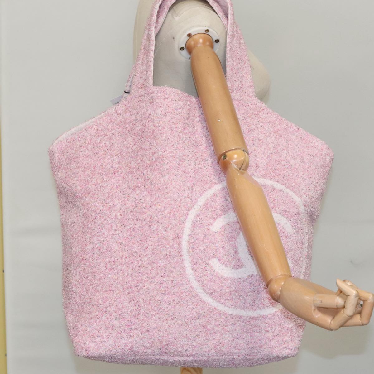 CHANEL COCO Mark Tote Bag pile Pink CC yk15863A