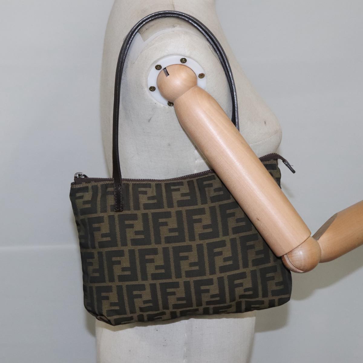 FENDI Zucca Canvas Tote Bag Brown Black yk16182