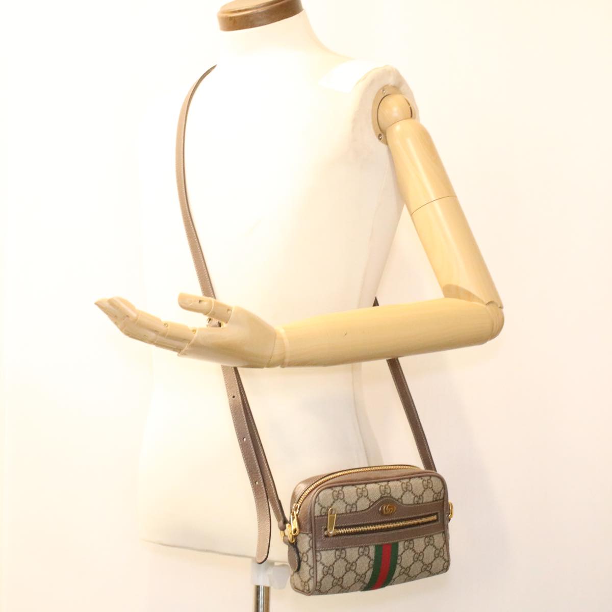 GUCCI Web Sherry Line GG Canvas Shoulder Bag PVC Leather 517350 yk5636