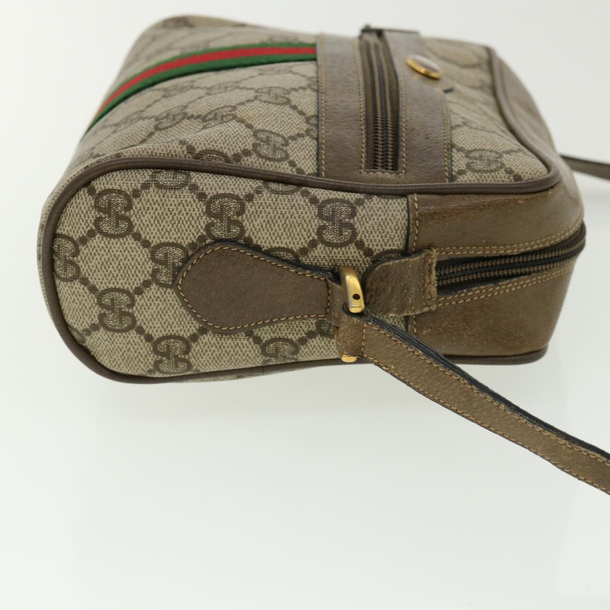 GUCCI GG Canvas Web Sherry Line Shoulder Bag Beige Green 98.02.004 yk5881B