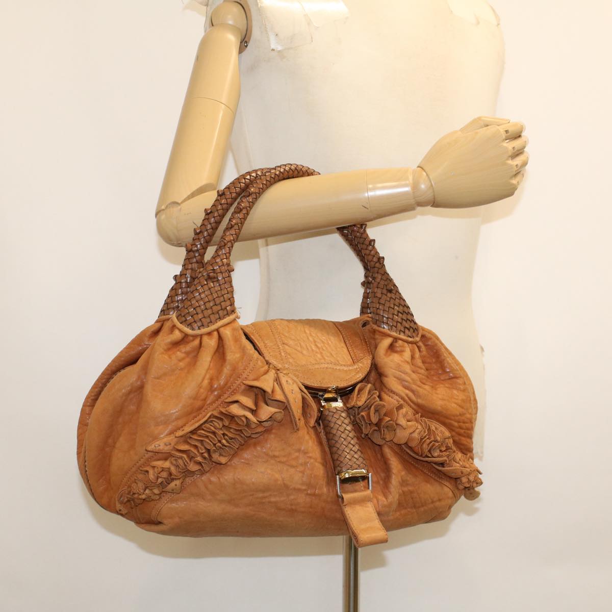 FENDI Spy Bag Hand Bag Leather Brown 2305/8BR511/UN2/068 yk6891B