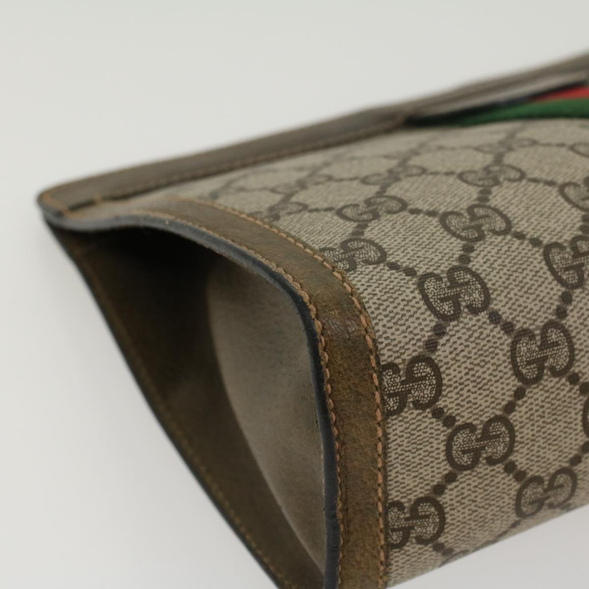 GUCCI GG Canvas Web Sherry Line Clutch Bag Beige Red Green yk7165