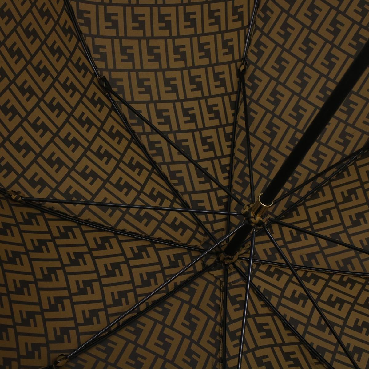 FENDI Zucca Canvas Umbrella Nylon Brown Black yk7409B