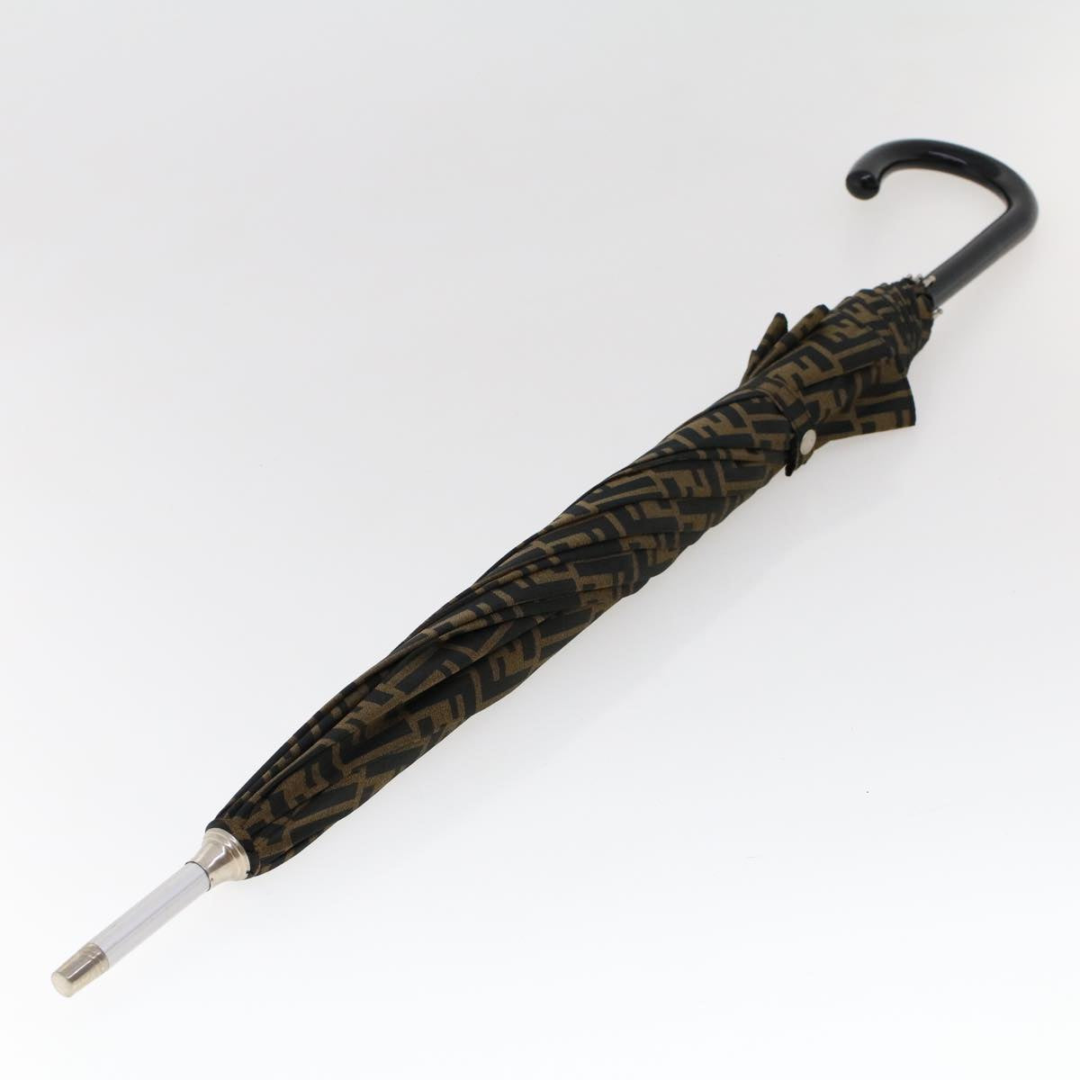 FENDI Zucca Canvas Umbrella Nylon Brown Black yk7439