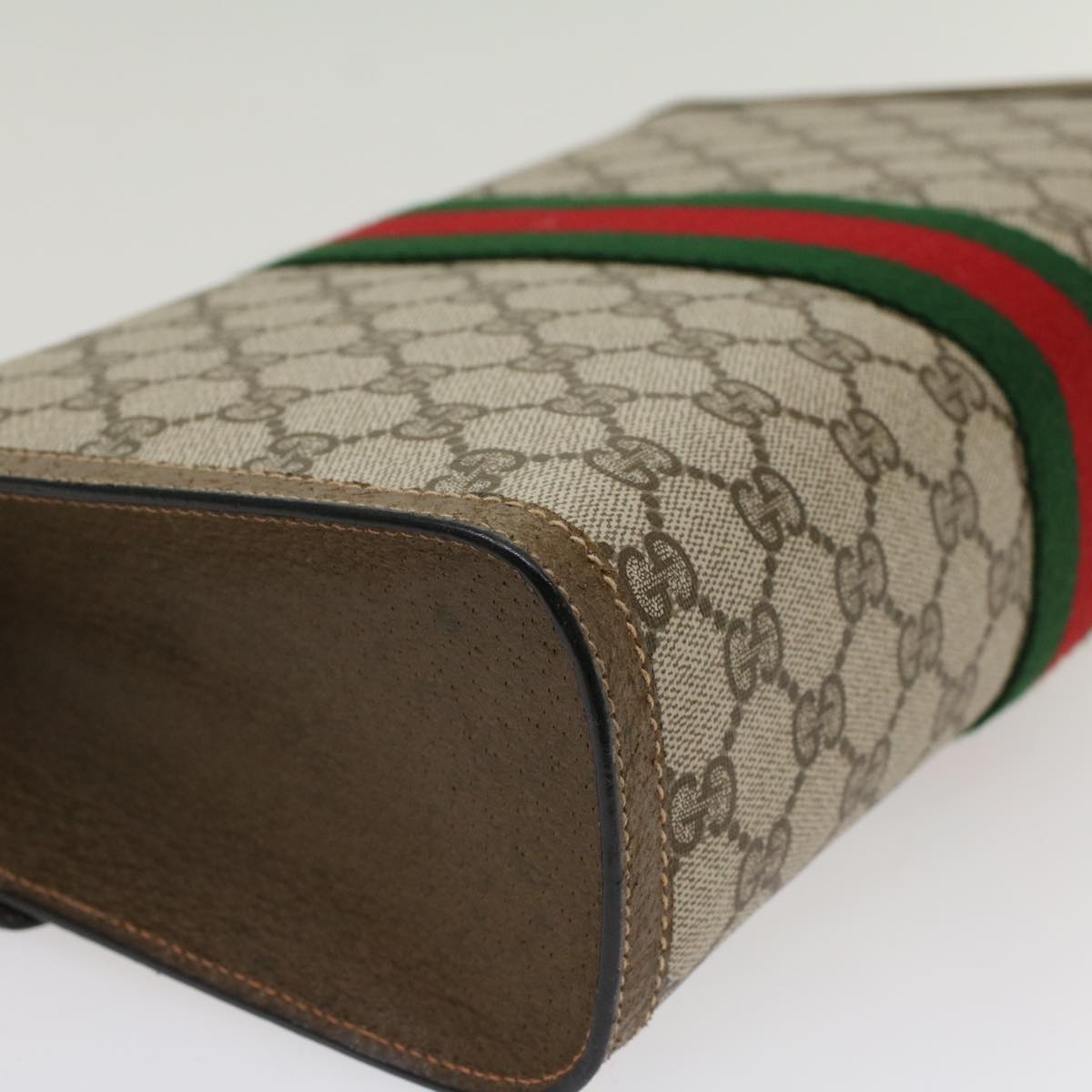 GUCCI GG Canvas Web Sherry Line Clutch Bag Beige Red Green 89.01.007 yk7743