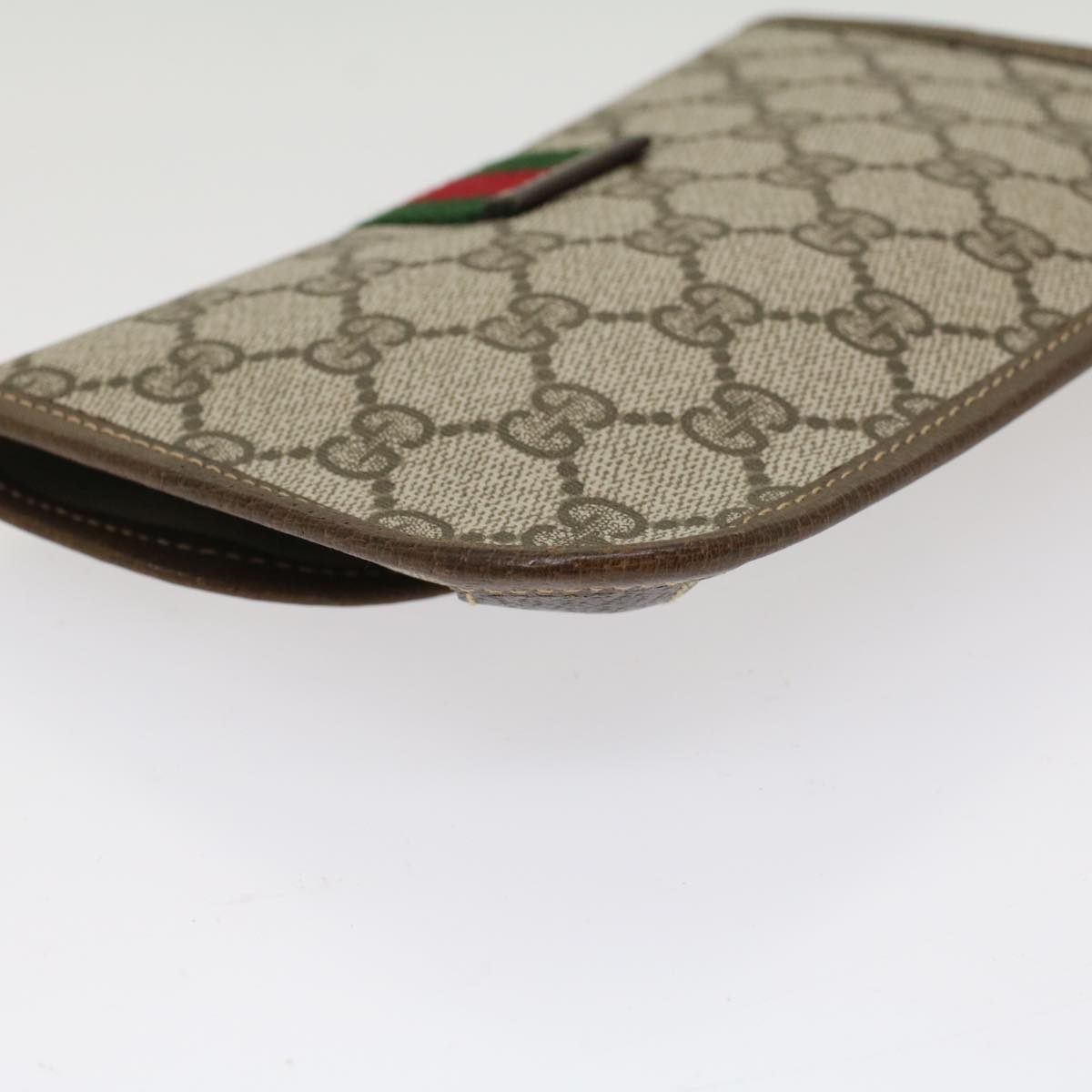 GUCCI GG Canvas Web Sherry Line Pouch PVC Leather Beige Red Green yk7986
