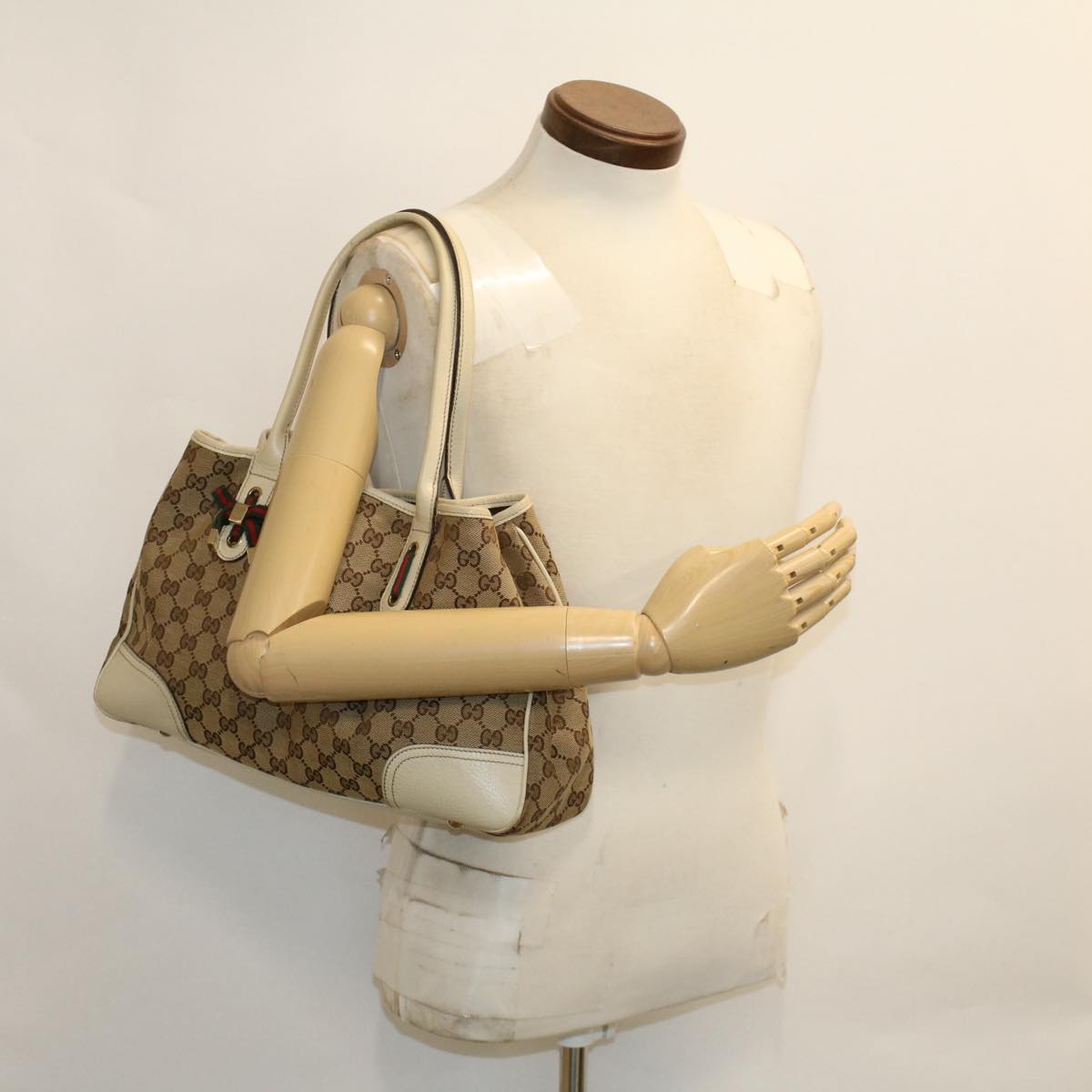 GUCCI GG Canvas Web Sherry Line Shoulder Bag Beige Red Green 163805 yk8074