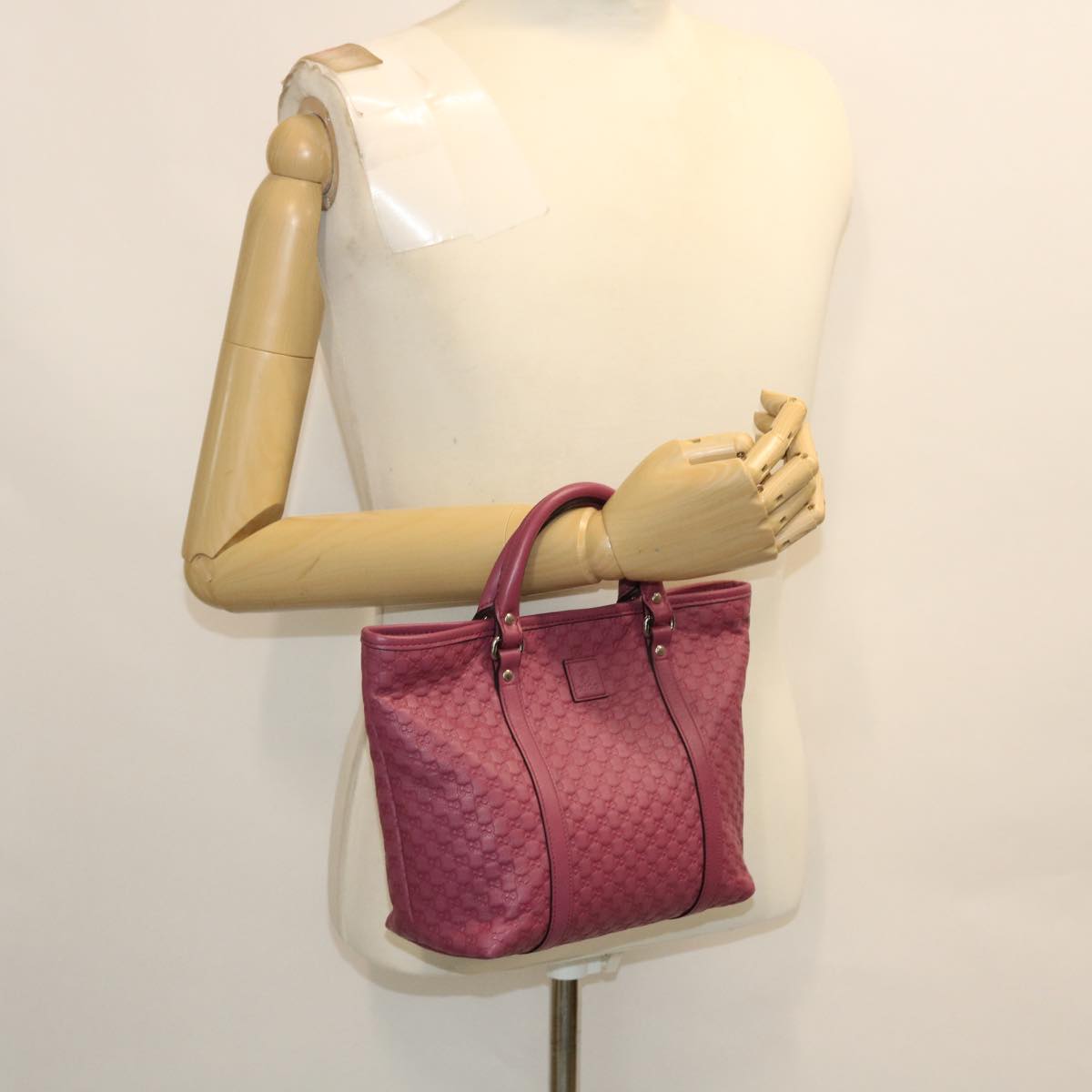 GUCCI Micro GG Canvas Hand Bag Pink 297557 yk8174