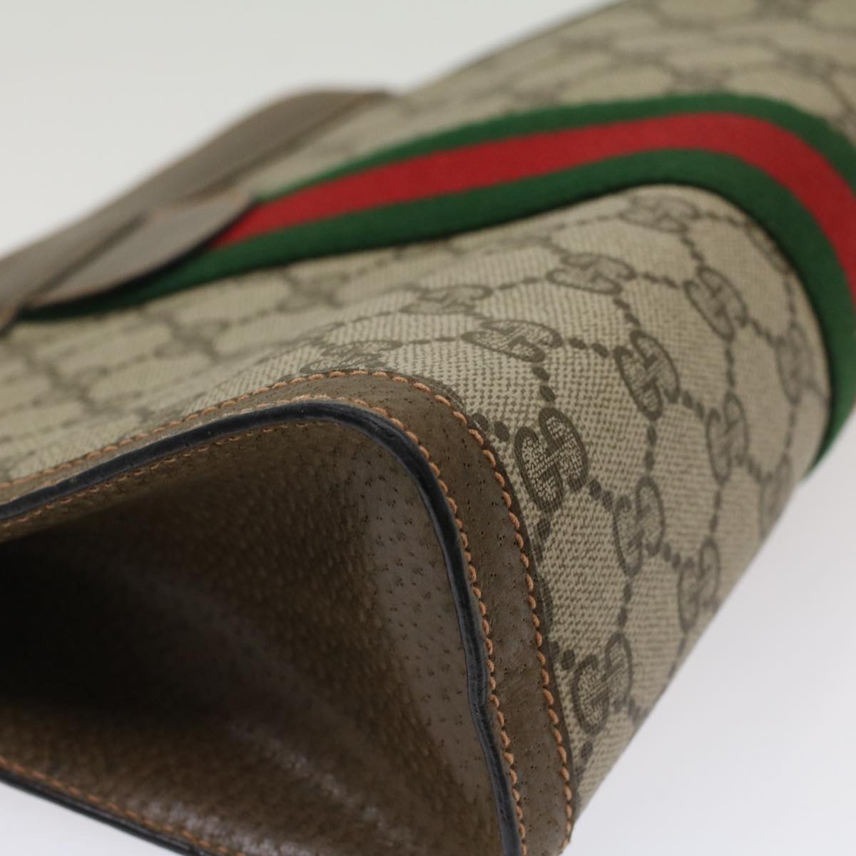 GUCCI GG Canvas Web Sherry Line Clutch Bag Beige Red Green 89.01.002 yk8254