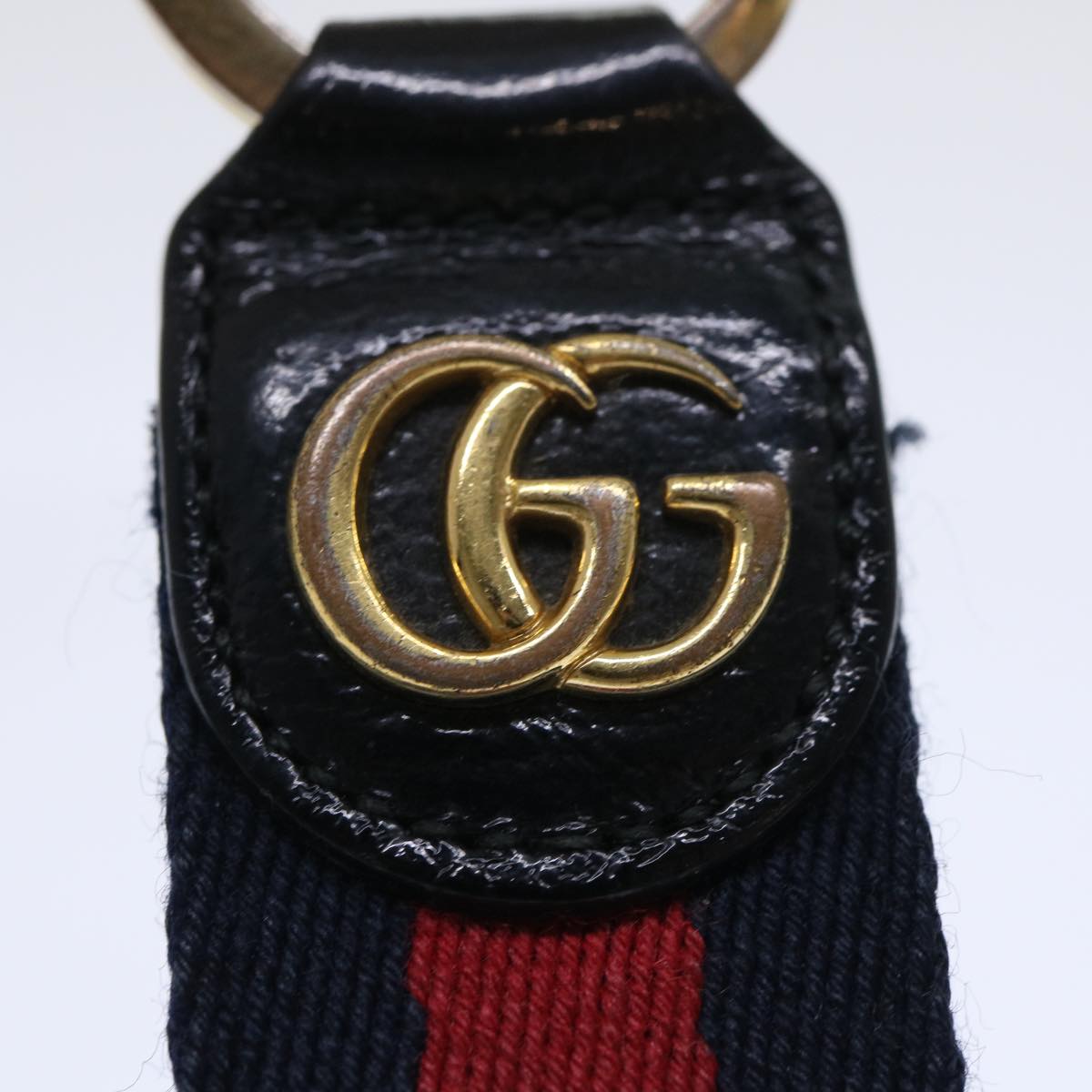 GUCCI Sherry Line Key Ring Canvas Red Navy yk8505