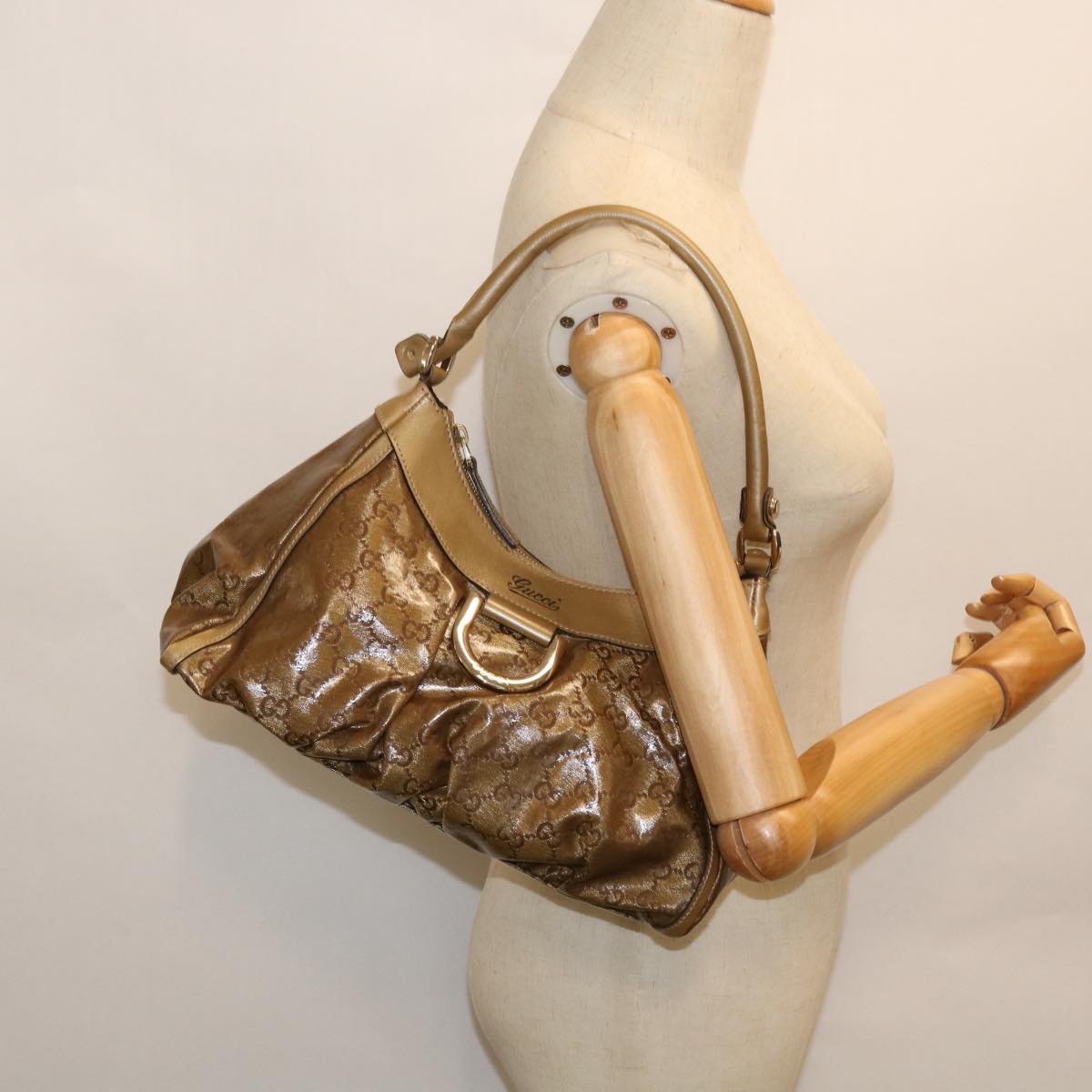 GUCCI GG Crystal Abbey Shoulder Bag Gold Tone 190525 yk8578