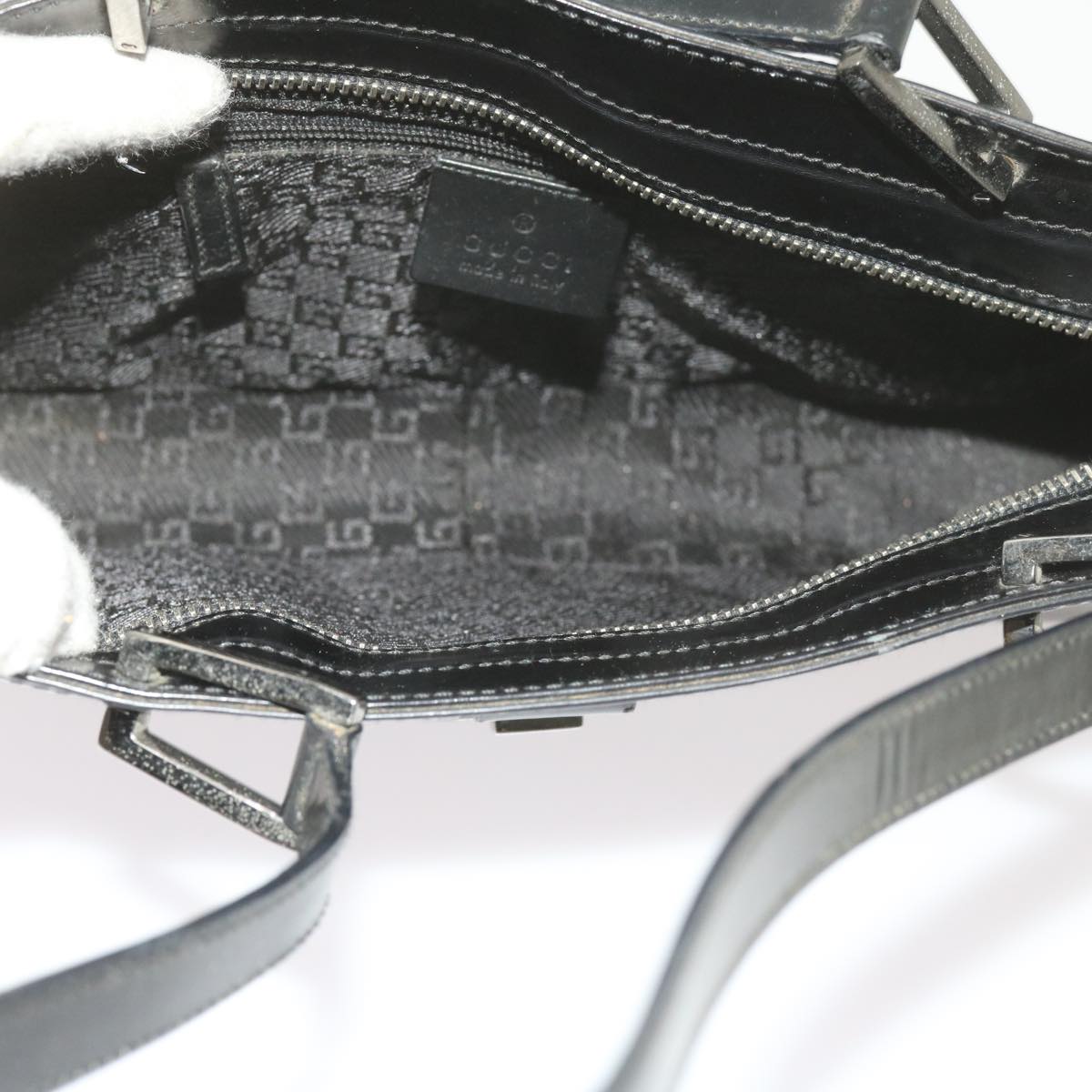 GUCCI GG Canvas Shoulder Bag Canvas patent 4Set Black Beige yk9745
